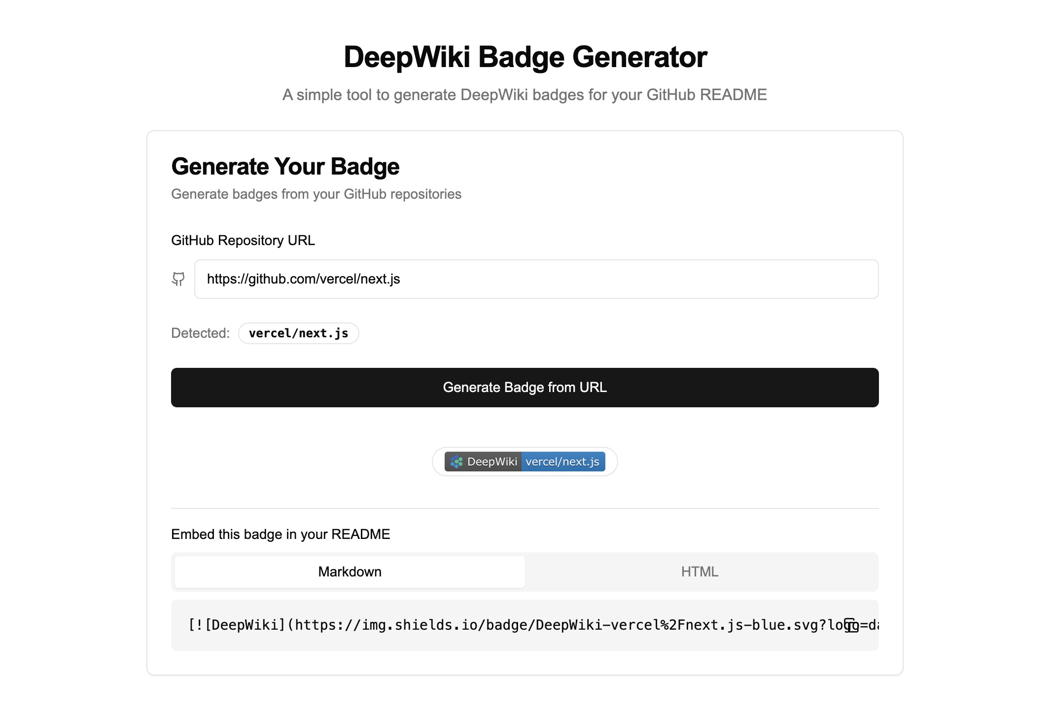 DeepWiki Badge Maker