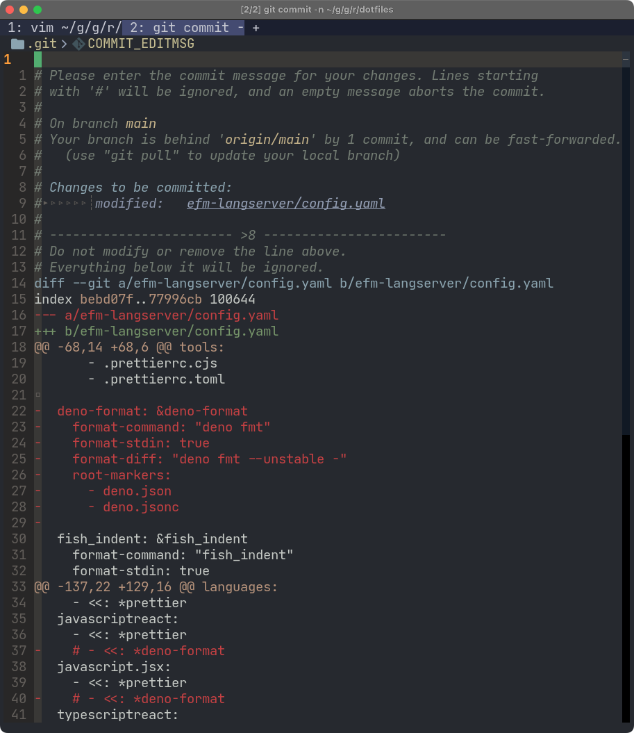 git config --global commit.verbose true