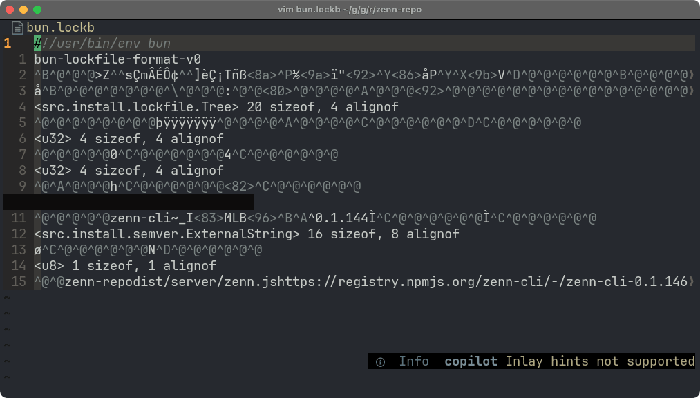 `bun.lockb` is a binary file so you cannot see anything orz bun.lockb is a binary